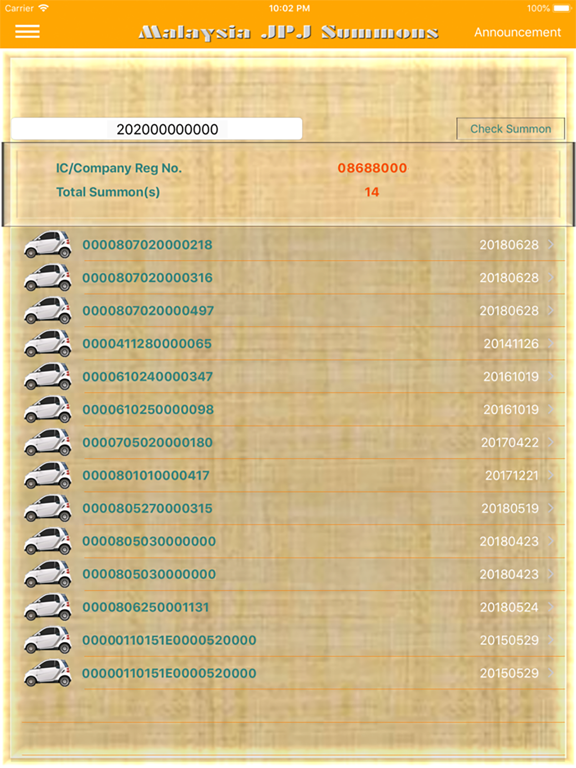 Malaysia JPJ Summons iPad screenshot 2 - Productivity app
