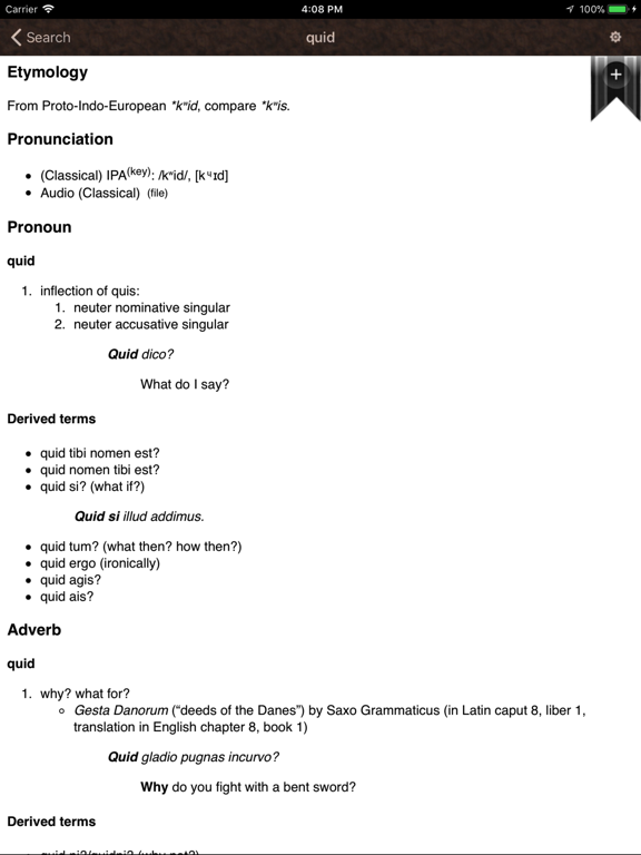 Latin Lexicon Dictionary screenshot 2