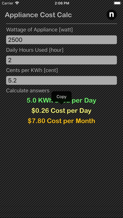 Appliance Cost Calculator