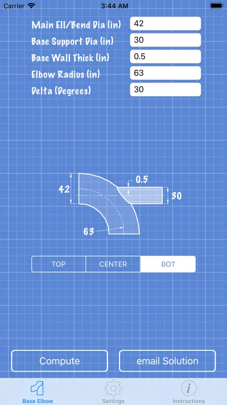 Piping Base Elbow Layout Calc screenshot 3 of 8