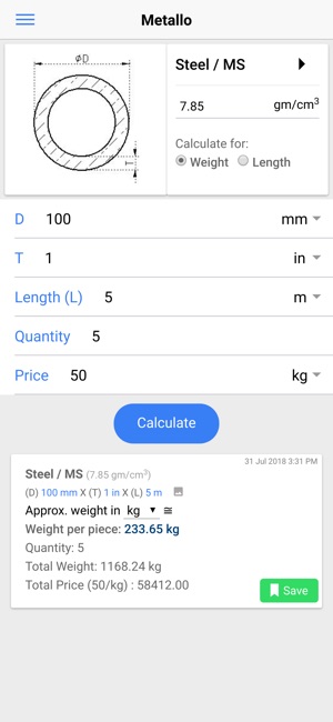 Metallo - Metal Weight Calc(圖1)-速報App