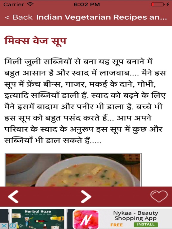 Indian Vegetarian Recipes and Snack recipes Hindi iPad screenshot 5 - Food & Drink app