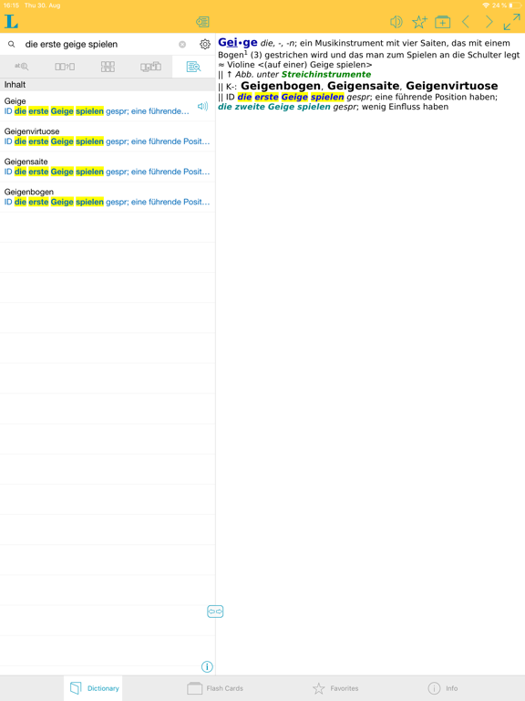 German Learner's Dictionary iPad screenshot 2 - Reference app