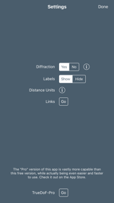 TrueDoF-Intro DoF Calculator screenshot