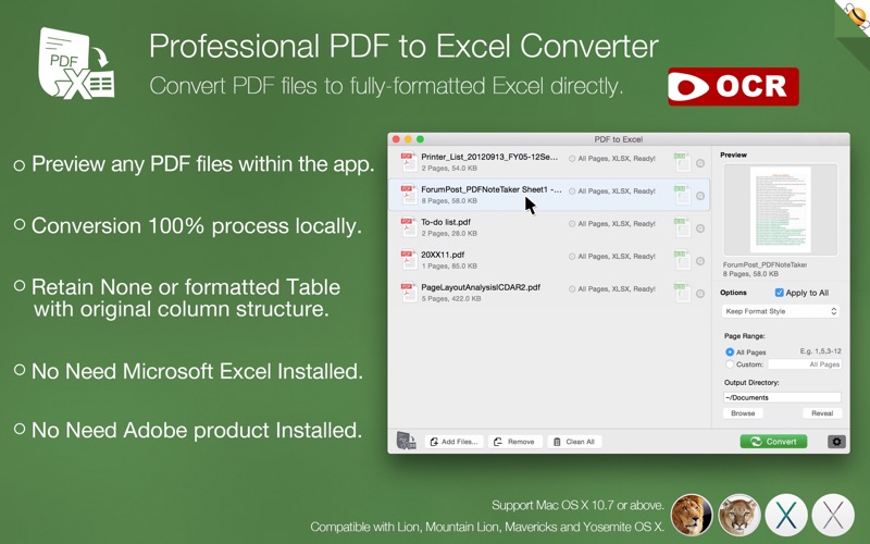 PDF to Excel OCR Converter Pro Screenshot
