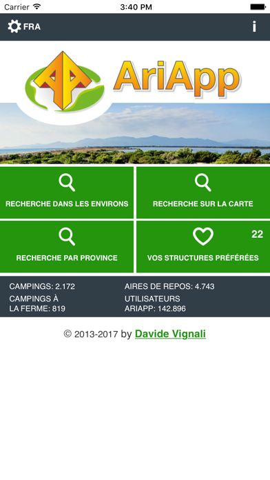 Screenshot #1 pour AriApp - Campings et aires de repos en Italie