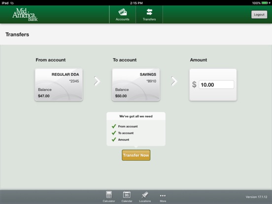 iPad Image of Mid America Bank Tablet