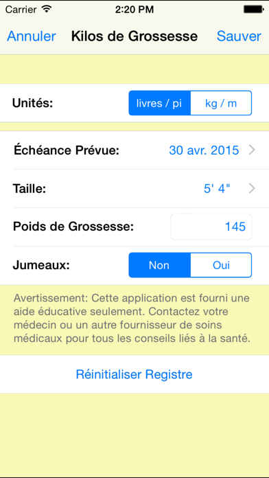 Screenshot #2 pour Kilos de Grossesse - Gain de Poids Tracker