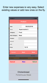 Expenses - in what spend money screenshot