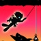 Tap the screen when the rope is long enough to swing to the next platform
