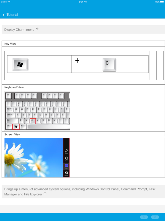 Keyboard Shortcut for Windows8 iPad screenshot 5 - Education app