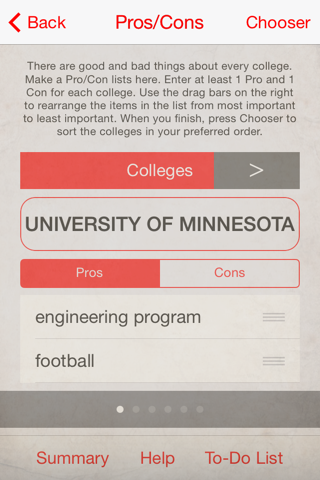 College Chooser screenshot 2