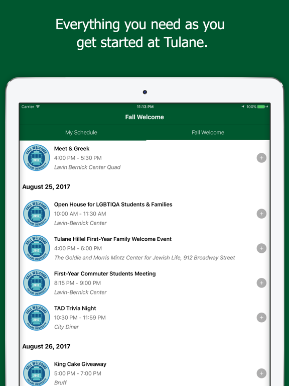 Tulane University Fall Welcome