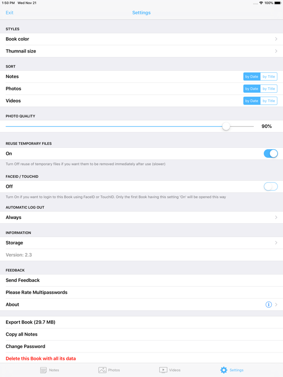 MultiPasswords iPad screenshot