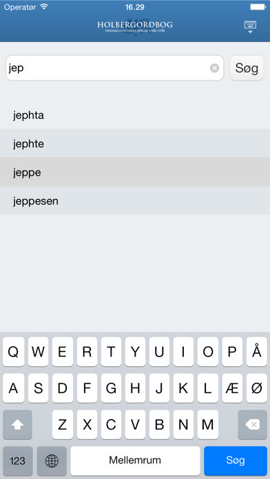 Holbergordbog Screenshot