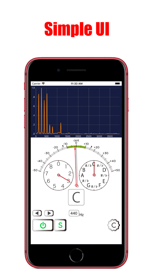 #4. Tonegraph - Instrument Tuner (iOS) Podle: Shinichi Takemura