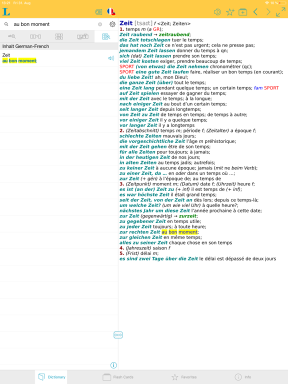 Big German French Dictionary iPad screenshot