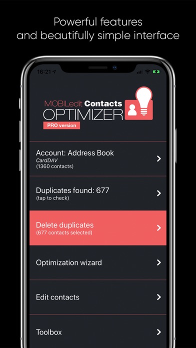 Screenshot #1 pour Contacts Optimizer Pro