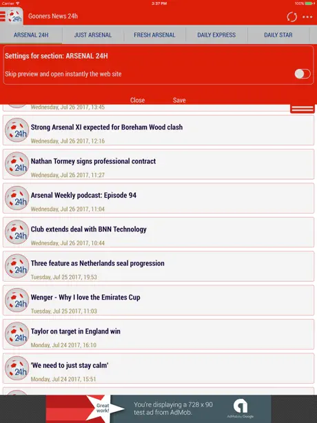 24h News for Arsenal