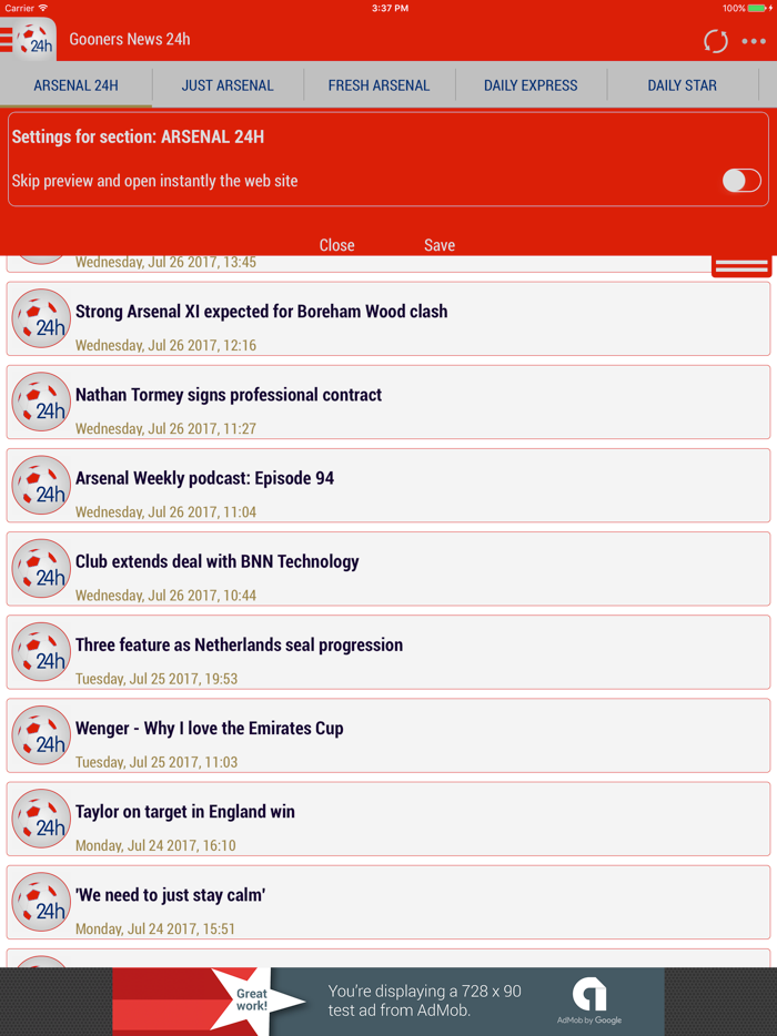 24h News for Arsenal