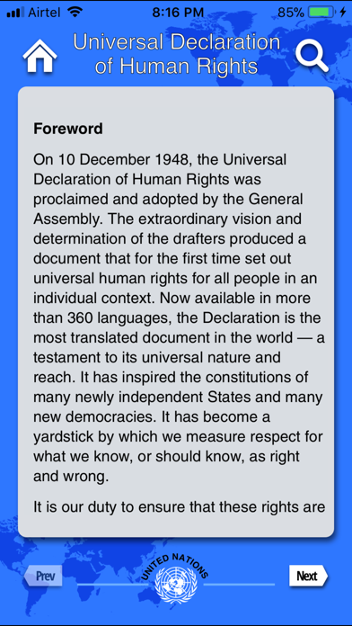 Declaration of Human Rights Screenshot