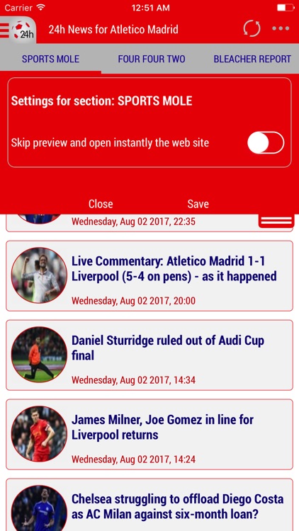 24h News for Atlético Madrid