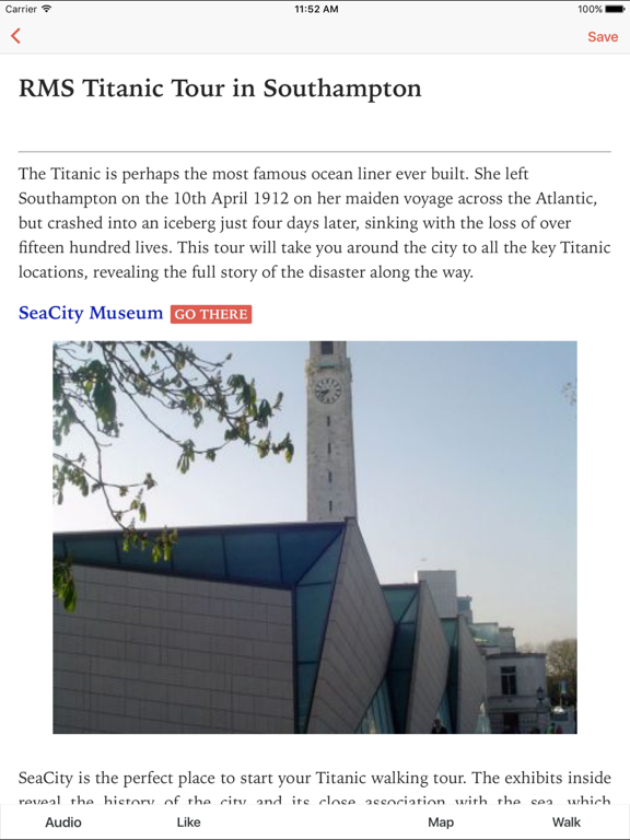Titanic Tour, Southampton, L iPad screenshot 1 - Travel app