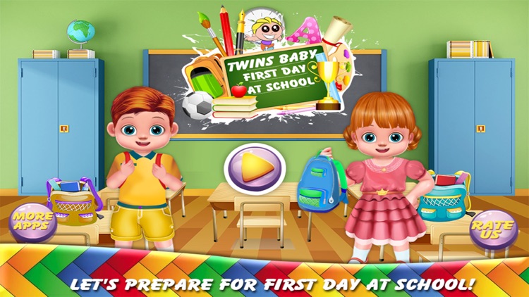 Twins Baby First Day At School