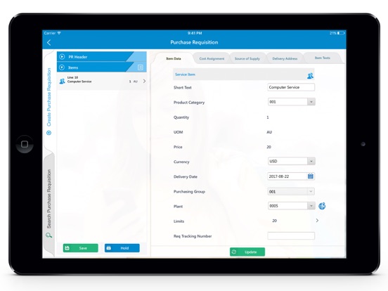 mShop -Mobile Purchase Requisition & Shopping Cart iPad screenshot