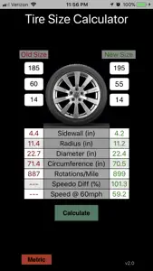 Tire Calculator screenshot #2 for iPhone