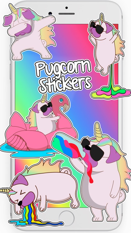 Pug Stickers PugUnicorn Stickers PugCorn