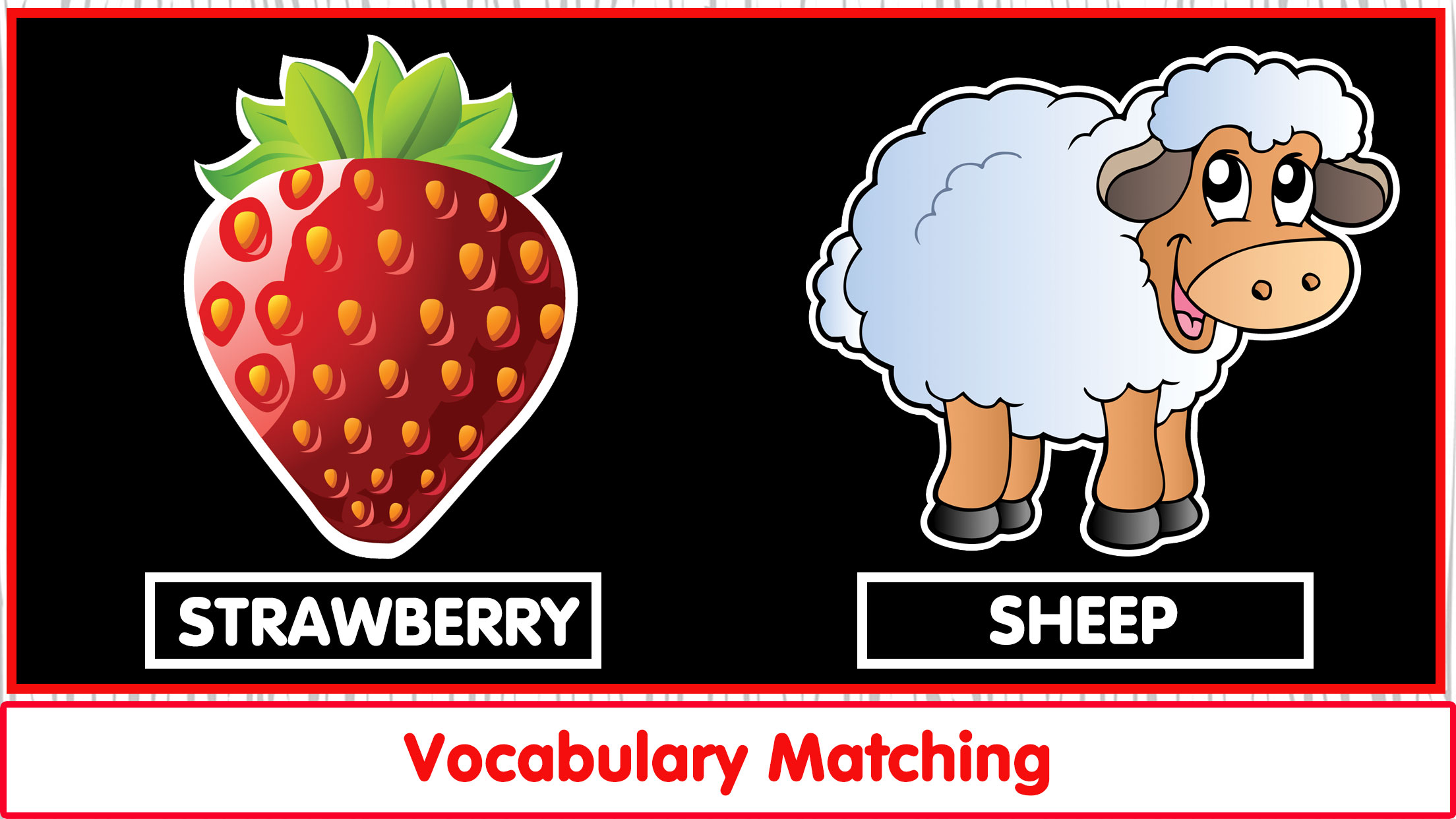 Matching Vocab Animals & Fruit