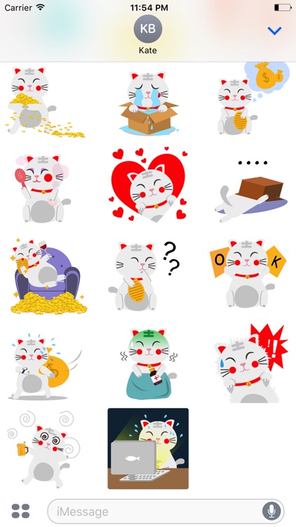 Animated LUCKy Cat Maneki Neko Money Stickers Pack