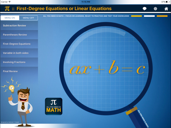 First Degree Equation : ax+b=c iPad screenshot