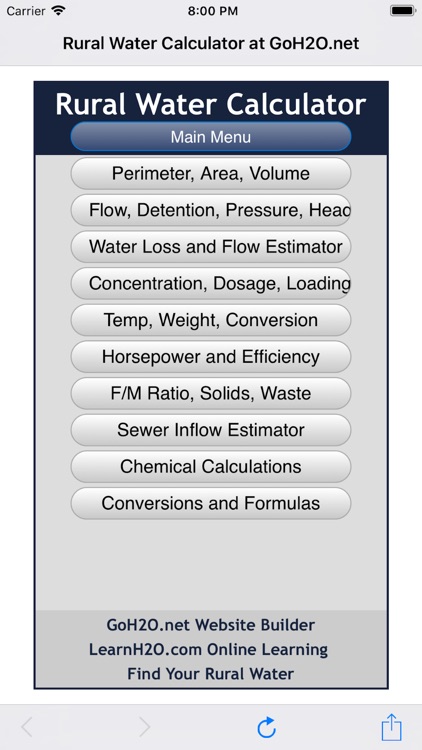 Rural Water Calculator