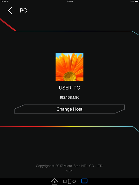 MSI Mystic Light iPad screenshot
