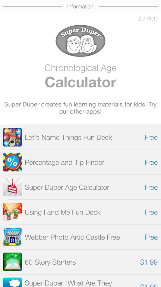 #5. Super Duper Age Calculator (iOS) 由: Super Duper Publications