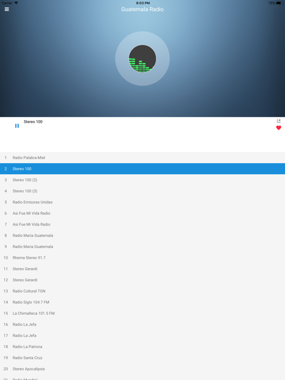 Guatemala Radio: Spanish FM iPad screenshot 4 - Music app