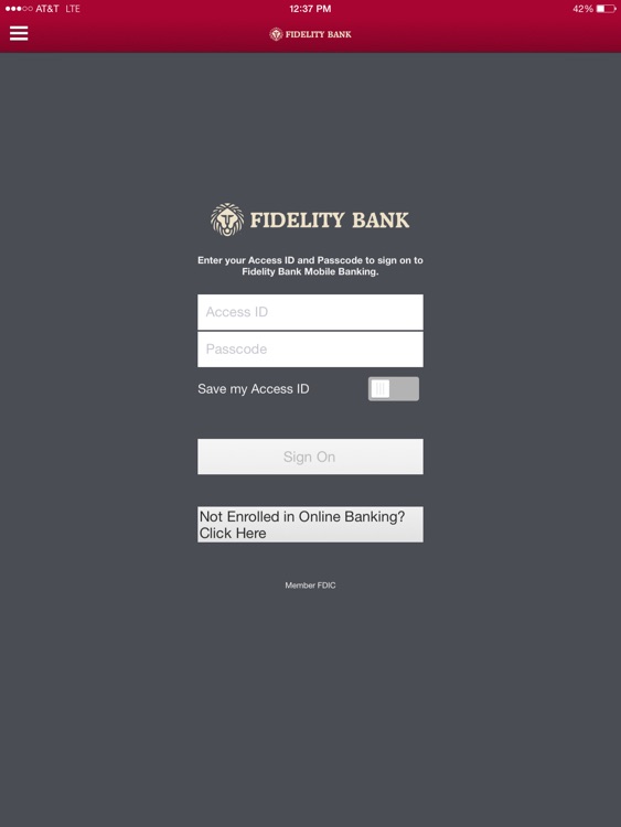 Fidelity Bank Mobile Banking iPad Version