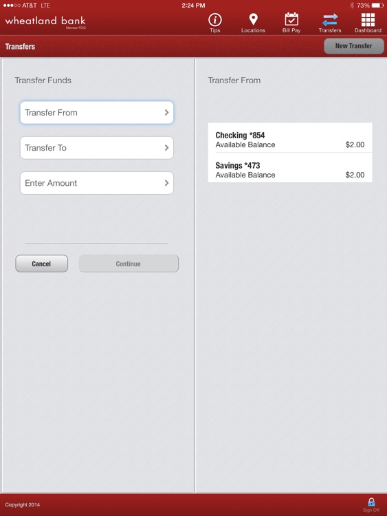 Wheatland Bank iPad Version