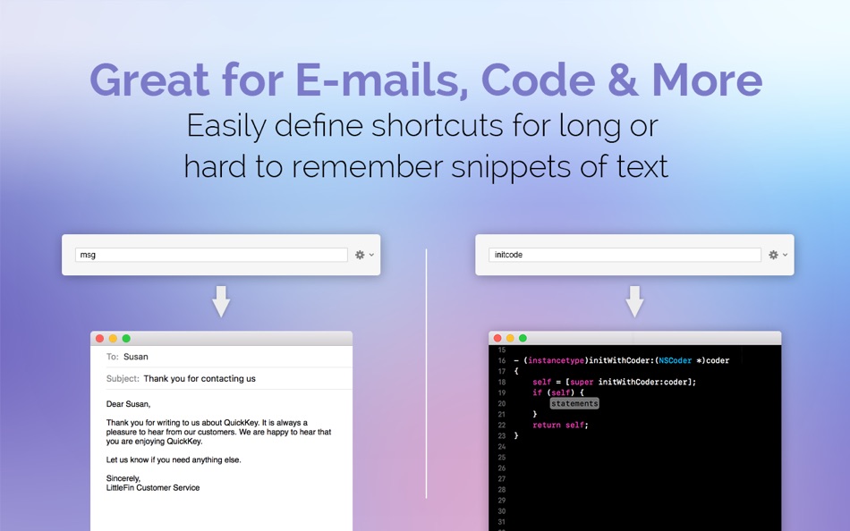 #4. QuickKey–Email & Text Expander (macOS) Podle: LittleFin LLC