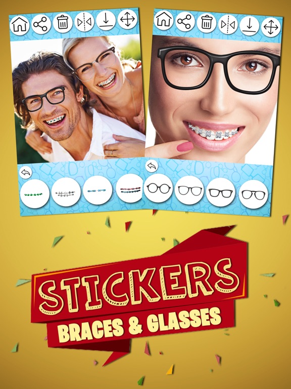 Braces & Nerd Glasses Stickers iPad screenshot 5 - Photo & Video app