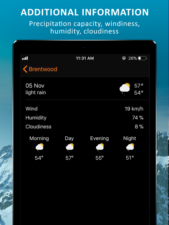 Weather forecast for you iPad screenshot