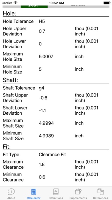 Fit Tolerance ANSI screenshot 2