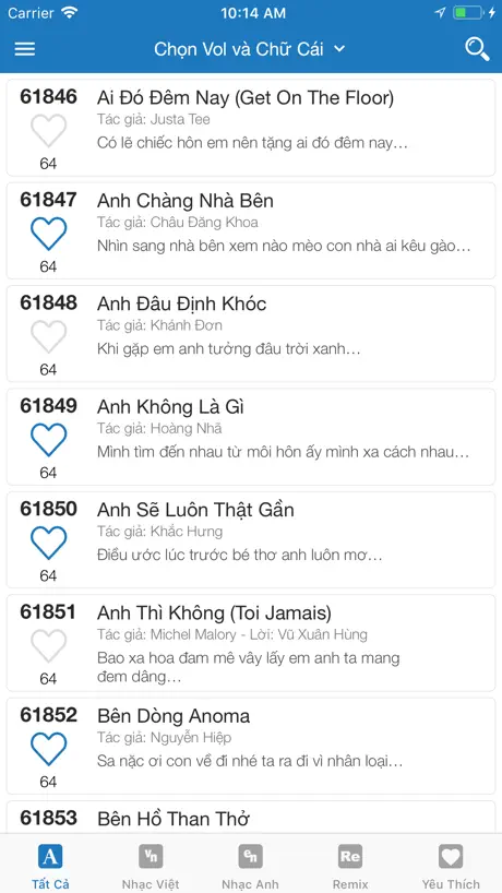Karaoke List Vietnam