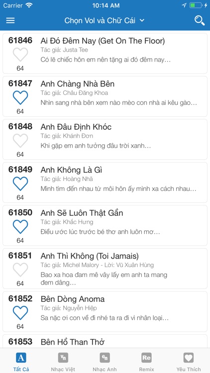 Karaoke List Vietnam