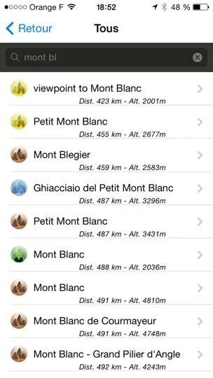 Capture d'écran de Alpes Sommets sur iPhone 3