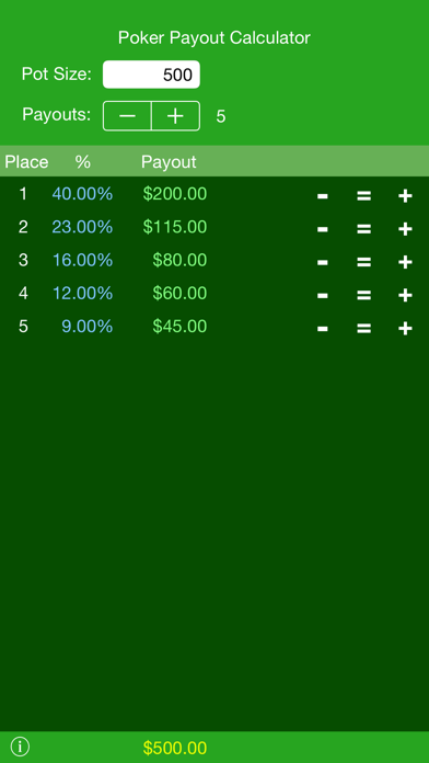 Poker Payout Calc Screenshot