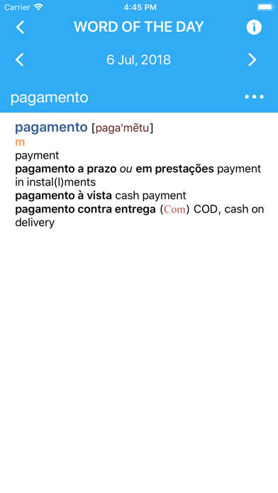 Collins Portuguese Dictionary Screenshot