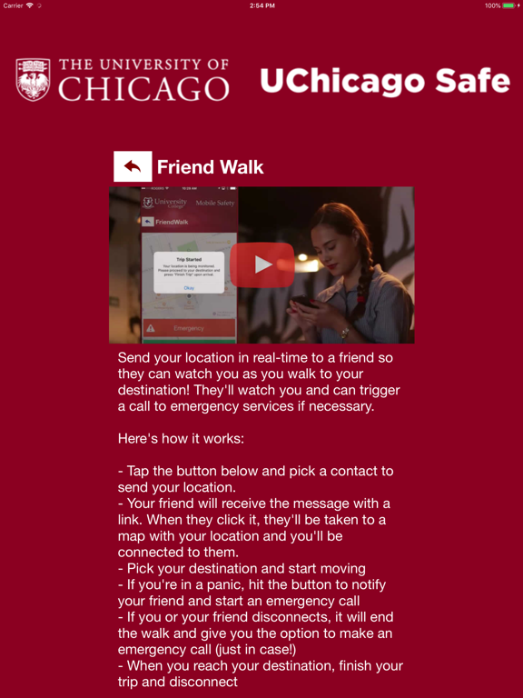 UChicago Safe iPad screenshot